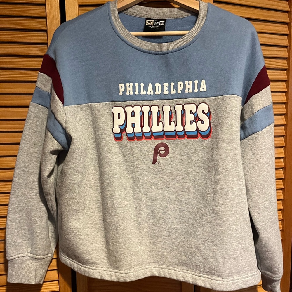 Women’s Cooperstown Collection Philadelphia Phillies Gray and Blue Sweatshirt
